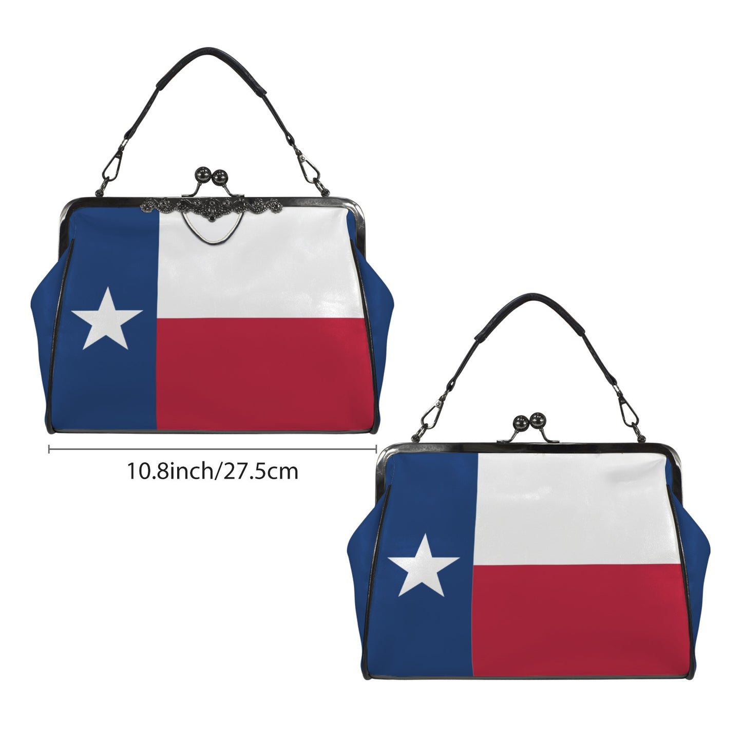 Texas Flag Inspired Kisslock Crossbody Shoulder Bag