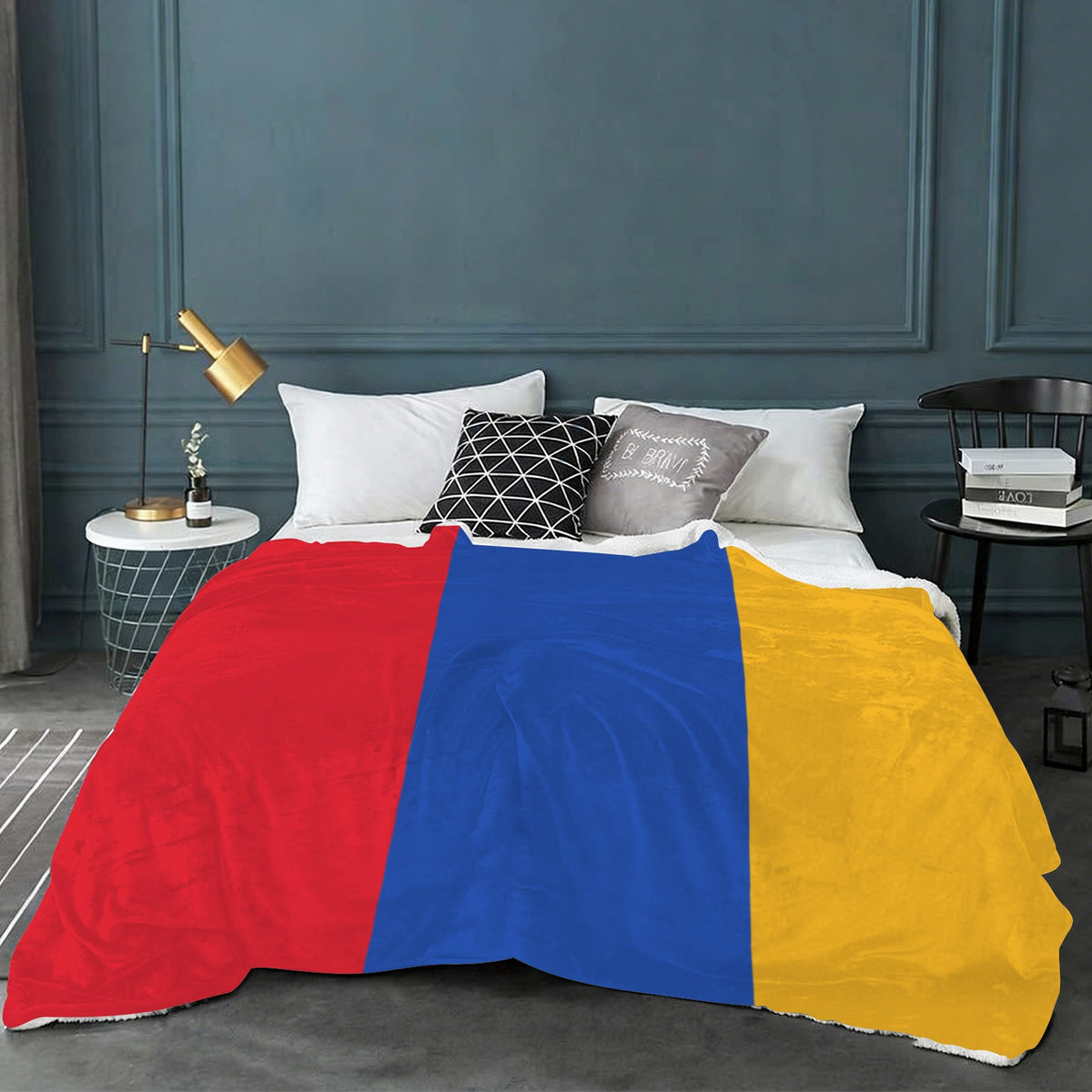 Armenia Flag Inspired Sherpa Fleece Blanket 90" x 108" | Ships from USA