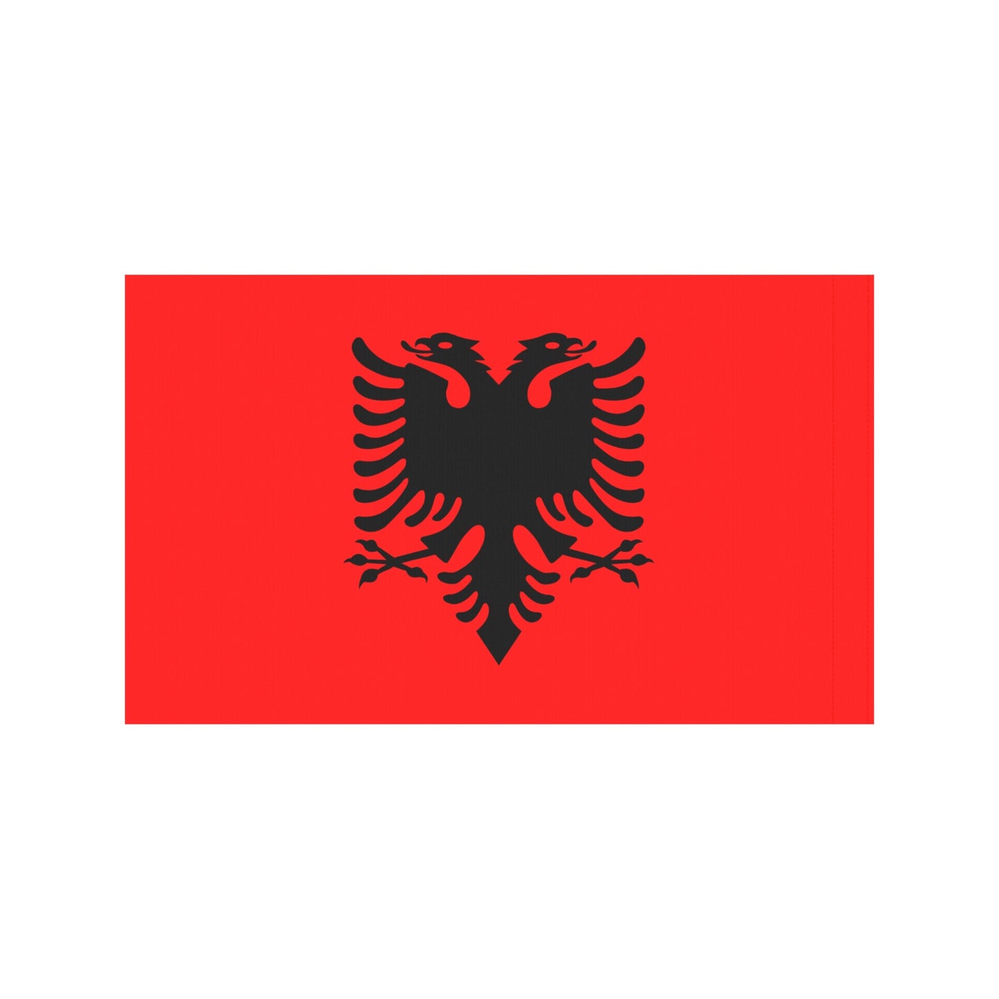 Red flag featuring black double-headed eagle, Luv My Flag.