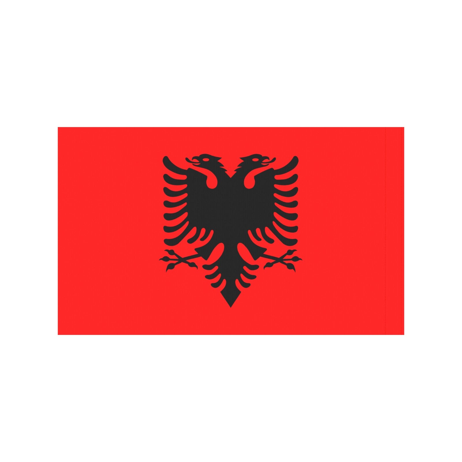 Red flag featuring black double-headed eagle, Luv My Flag.