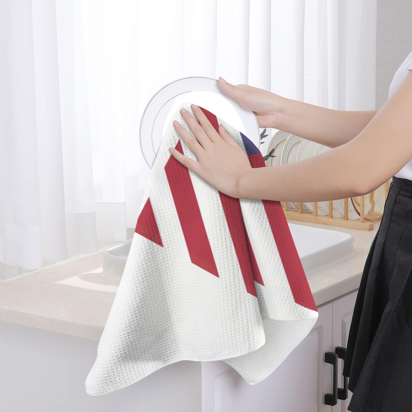 USA/American Flag Inspired Heart Kitchen Towel 40X60cm (Pack of 2) (Made in the USA)