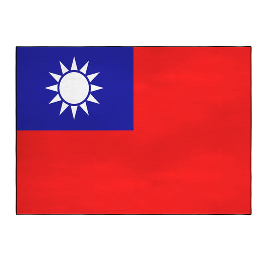 Taiwan Flag Inspired 84x60 Inch Area Rug with Black Binding (Made in the USA)