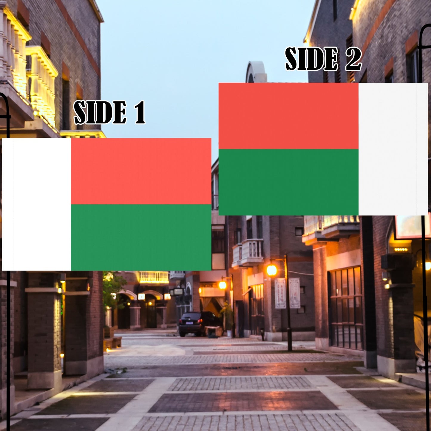 Luv My Flag design featuring vibrant red, green, white blocks.