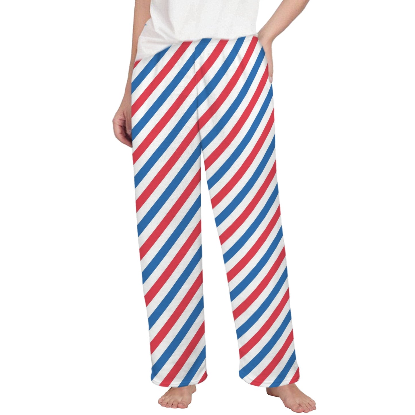 USA/American Flag Inspired Stripes Pattern Women's Flannel Pajama Trousers Made in the USA