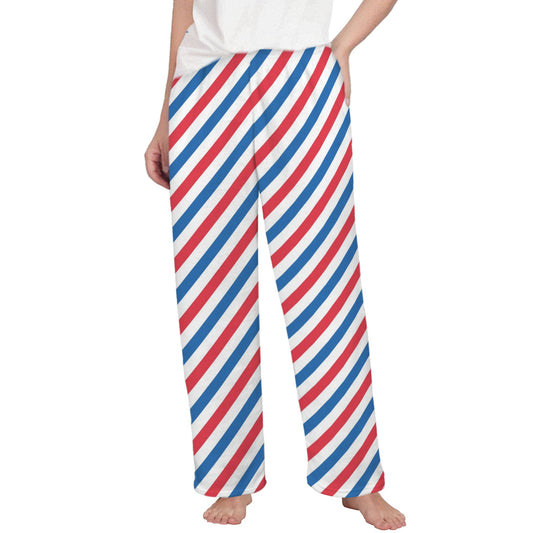 USA/American Flag Inspired Stripes Pattern Women's Flannel Pajama Trousers Made in the USA