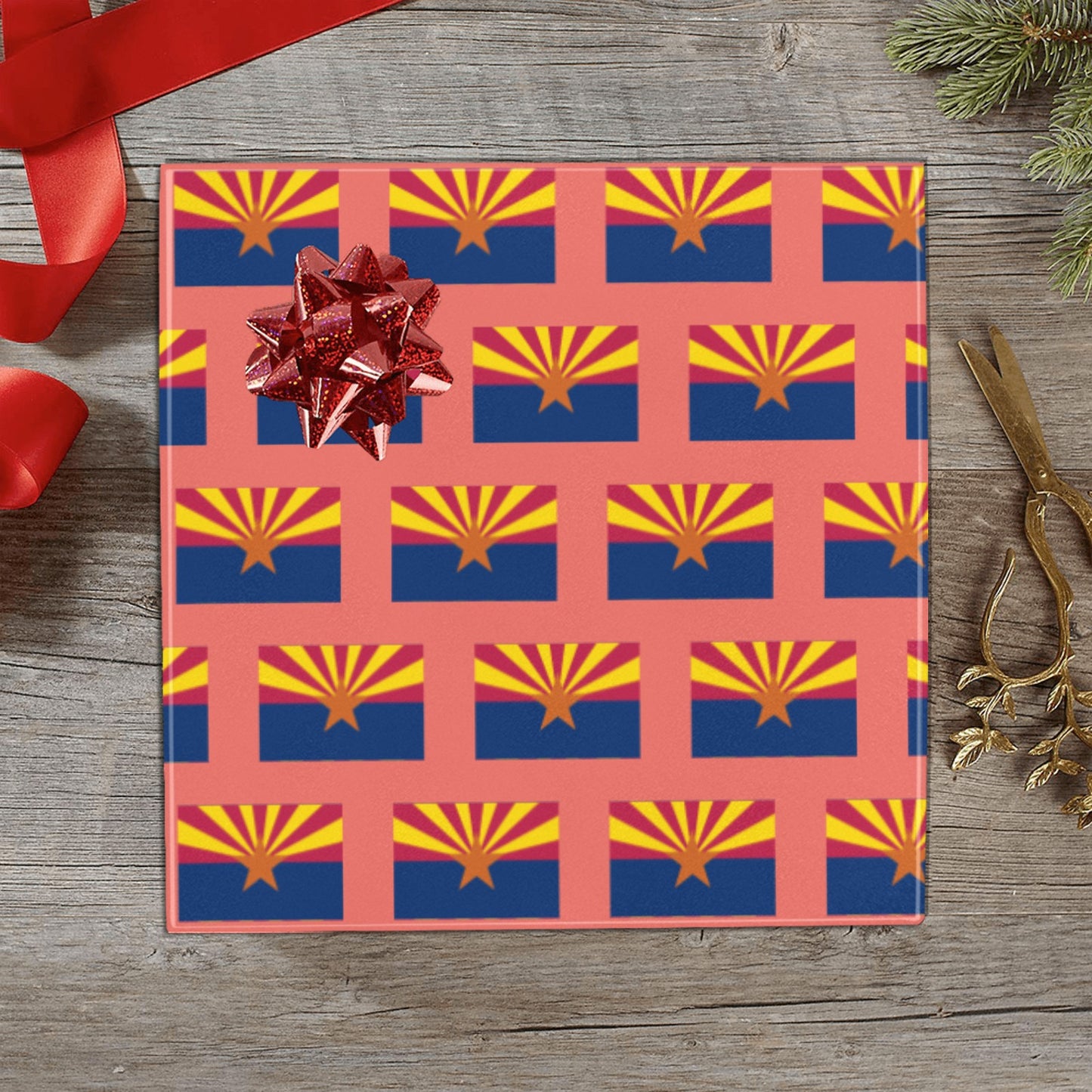 Arizona Flag Custom Gift Wrapping Paper 58"x 22.5" (4 Rolls)
