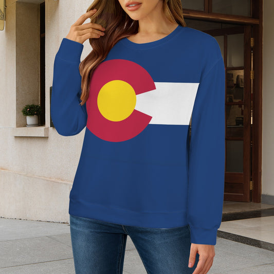 Colorado Flag Inspired Women's Crew Neck Sweater Printed in the USA