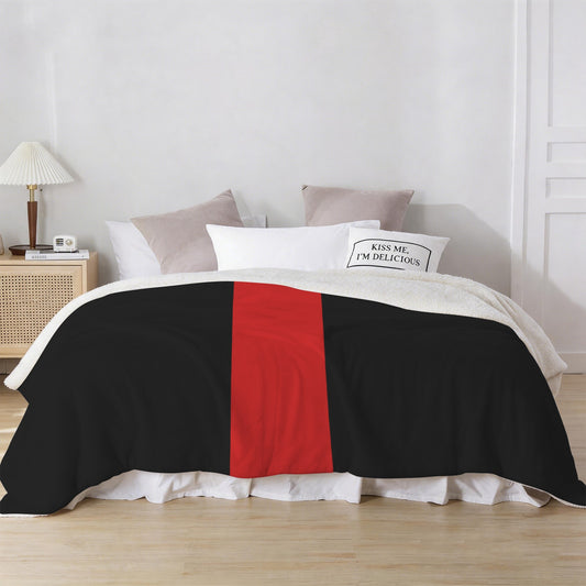 Thin Red Line Flag Inspired Sherpa Fleece Blanket 90" x 108" | Prtinted in the USA