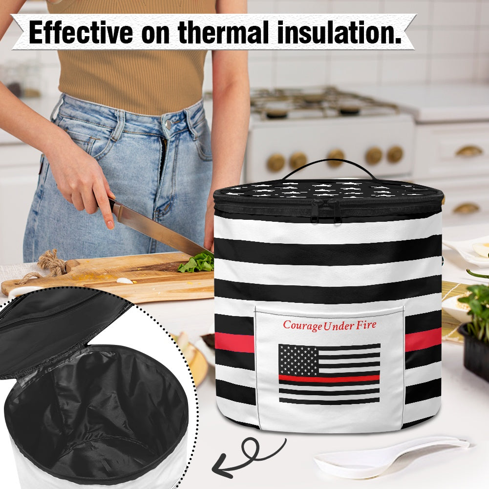 Thin Red Line Flag Inspired "Courage Under Fire" Electric Pressure Cooker Insulation Bag