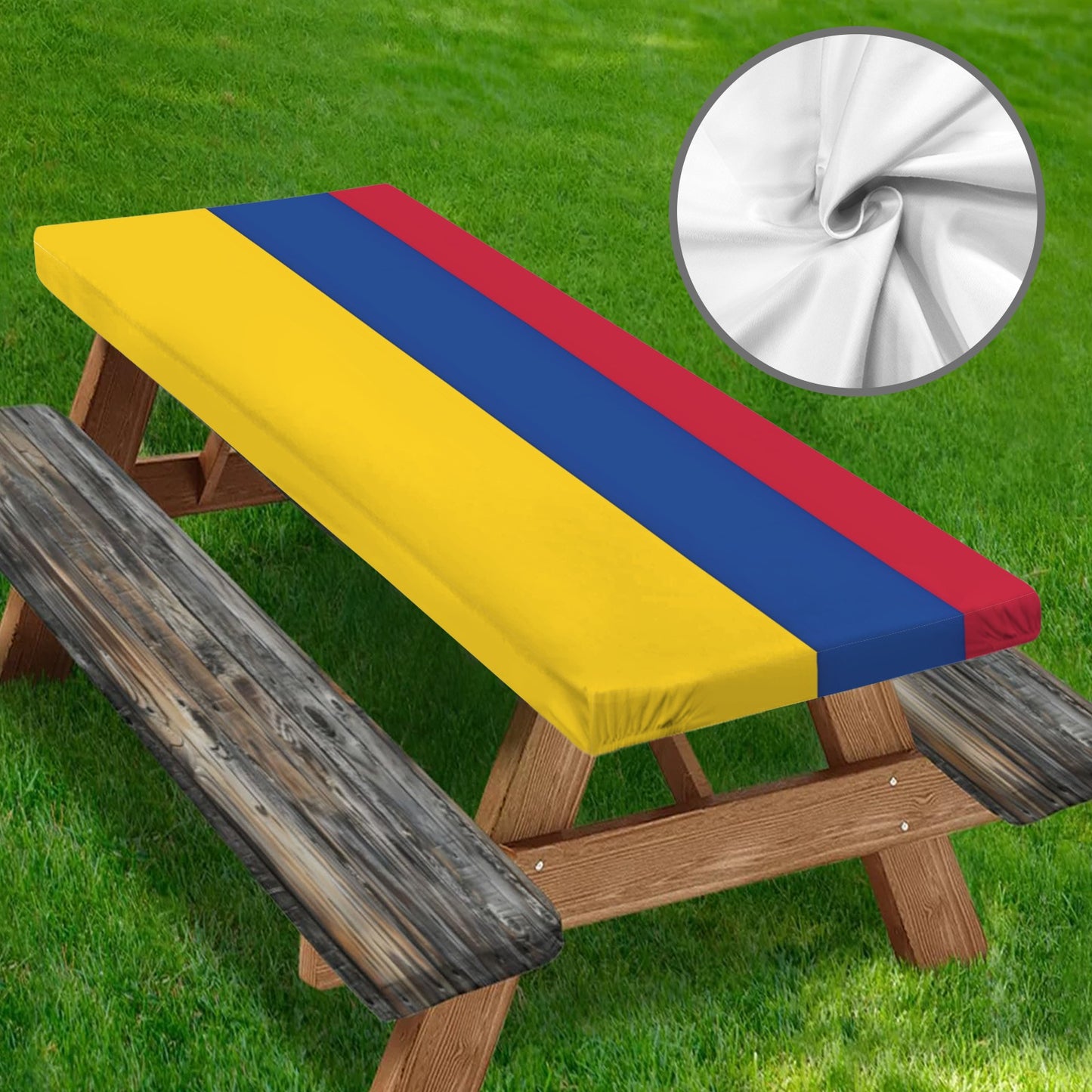 Colombia Flag Picnic Table Cover (72" x 30") (Made in the USA)