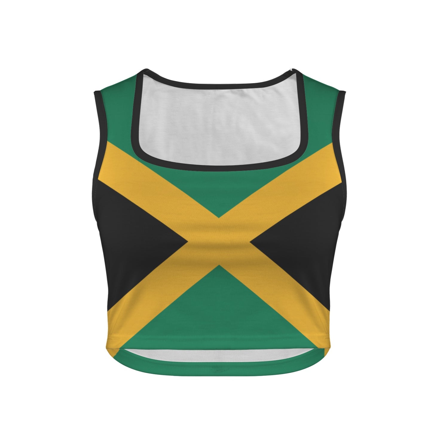Jamaica Flag Inspired Square Neck Crop Tank Tops
