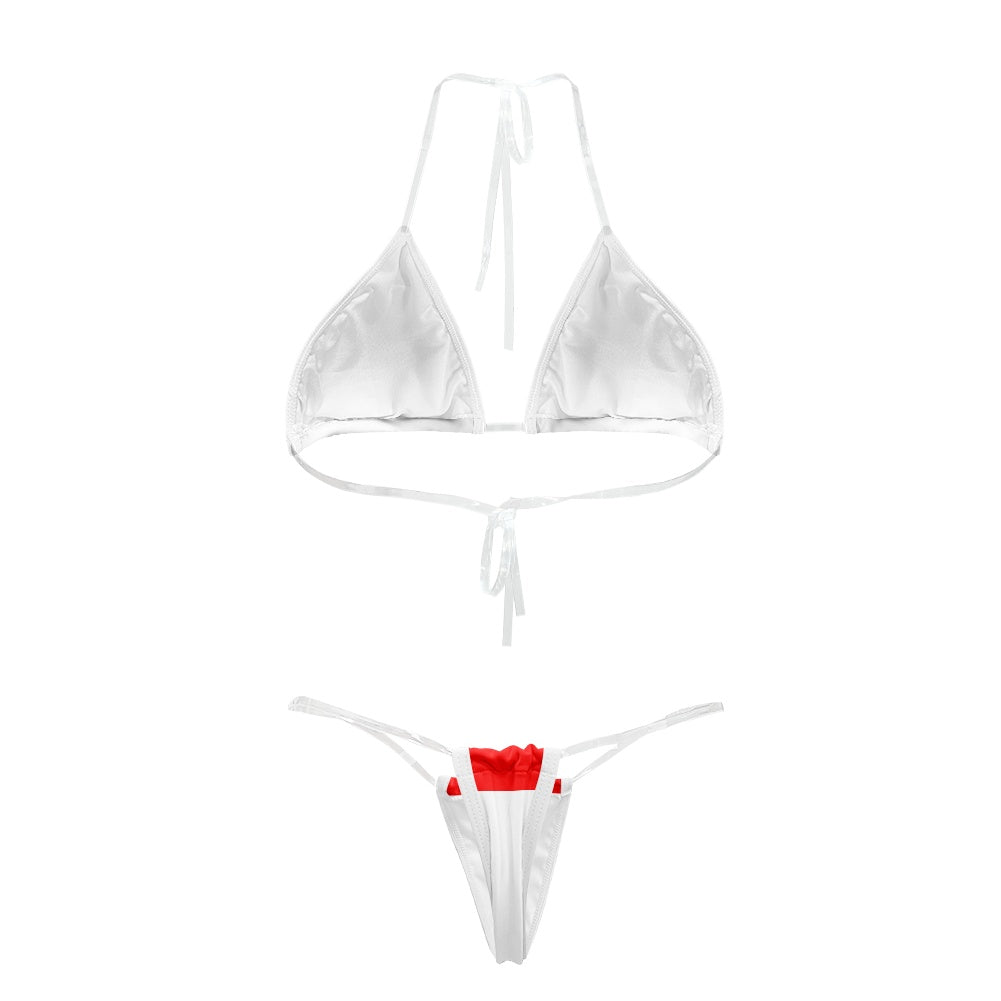 Indonesia Flag Inspired Transparent String Bikini