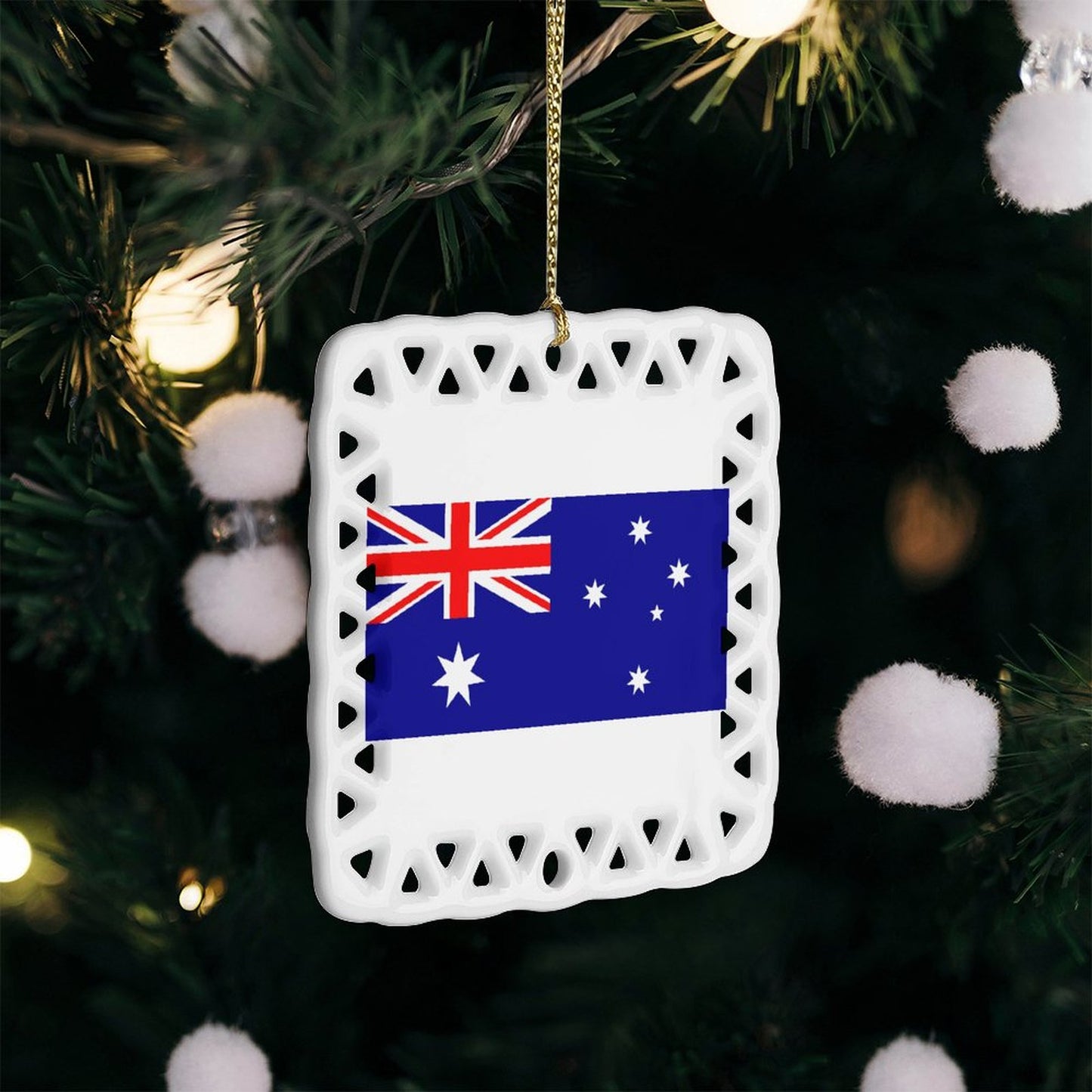 Australia Flag Inspired Square Ceramic Ornament Made in the USA
