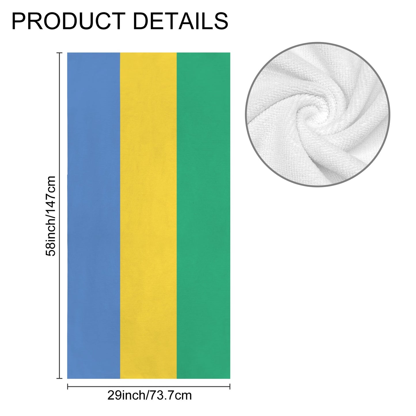 Gabon Flag Inspired Custom Bath Towel 29"x58"(Made in USA)