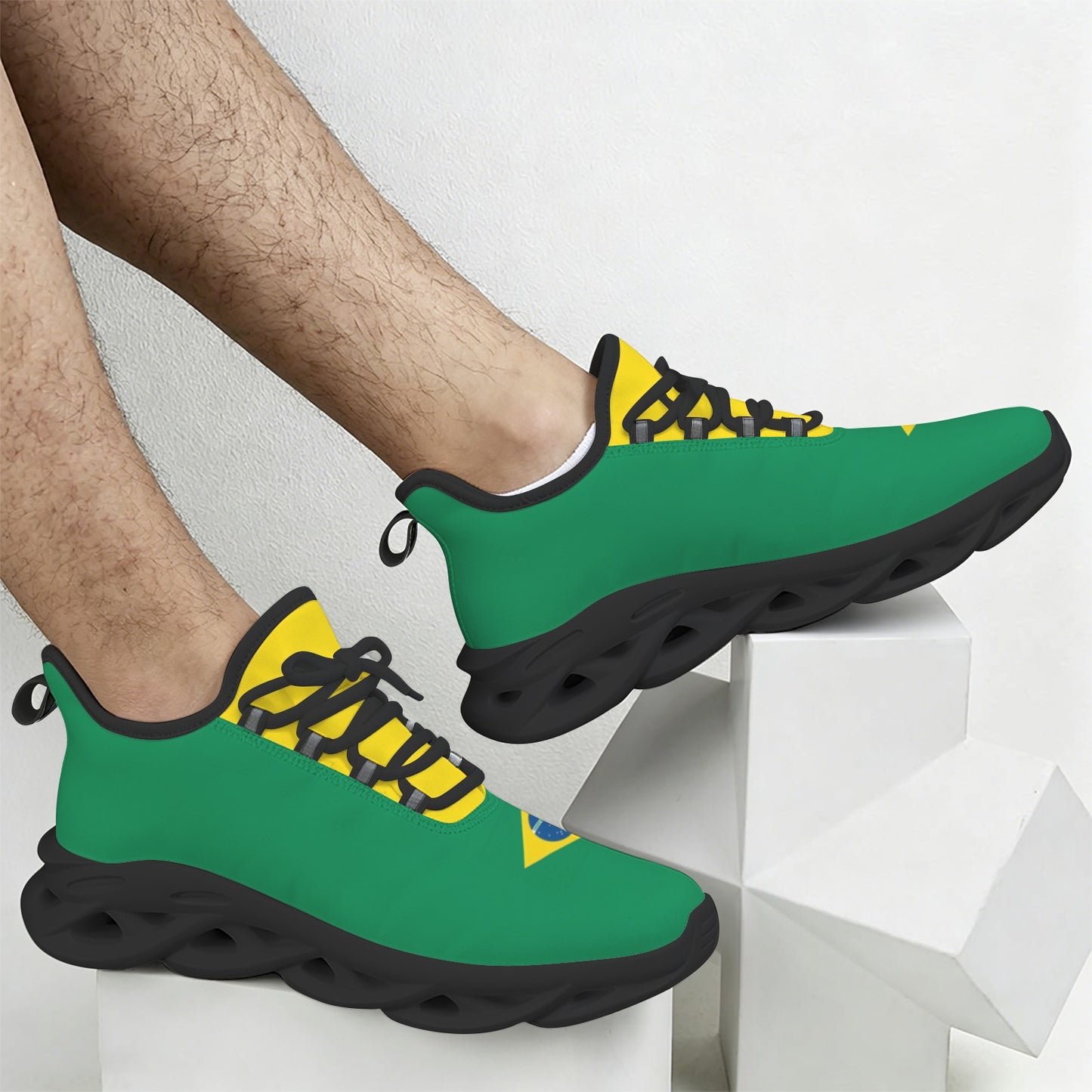 Brazil Flag Inspired Men's Twisted Sole Sneakers