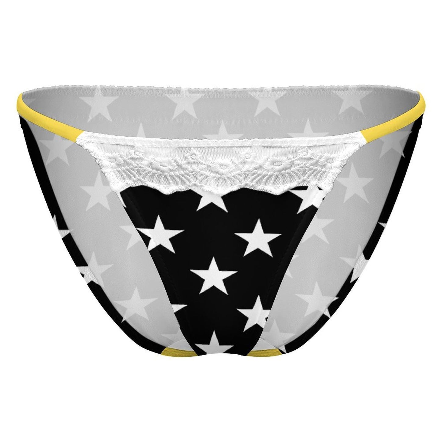 Thin Gold Line Flag Inspired Lace Trim Underwear