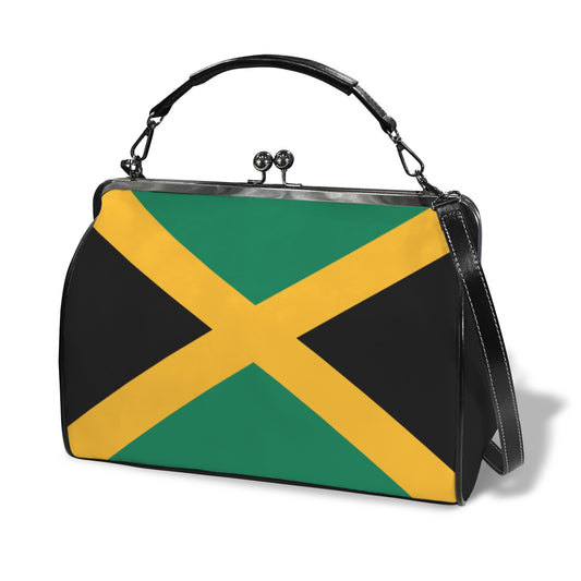 Jamaica Flag Inspired Kisslock Crossbody Shoulder Bag-Large