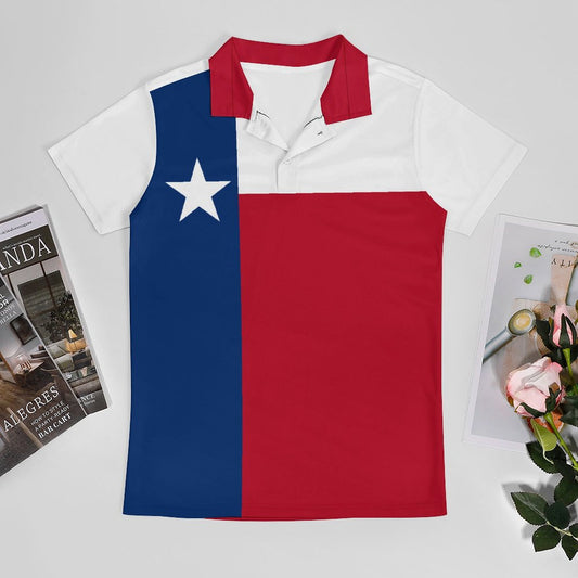 Texas Flag Inspired Men’s Premium Ice Silk Polo Shirt