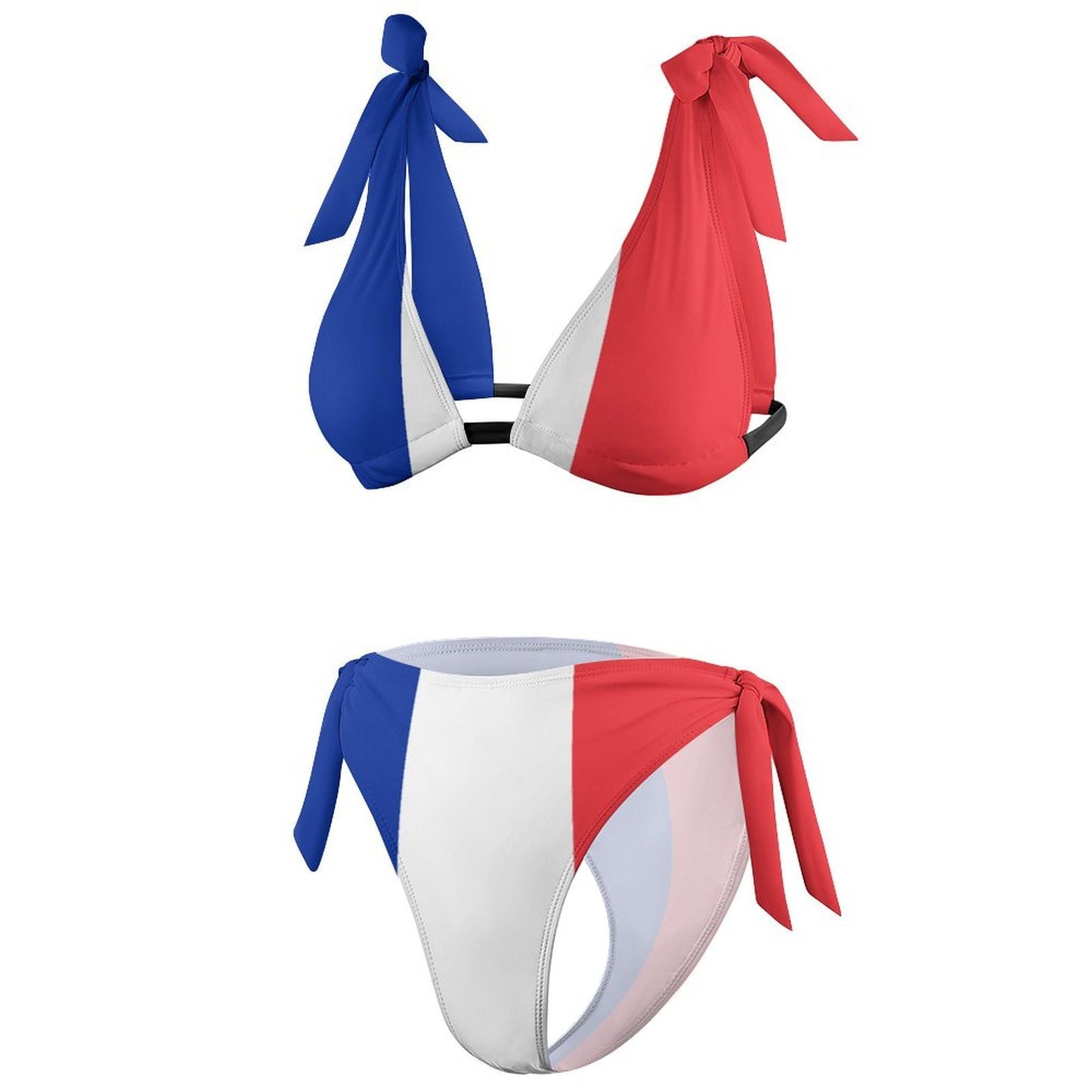 France Flag Inspired Tie-Side High-Waist Bikini Set
