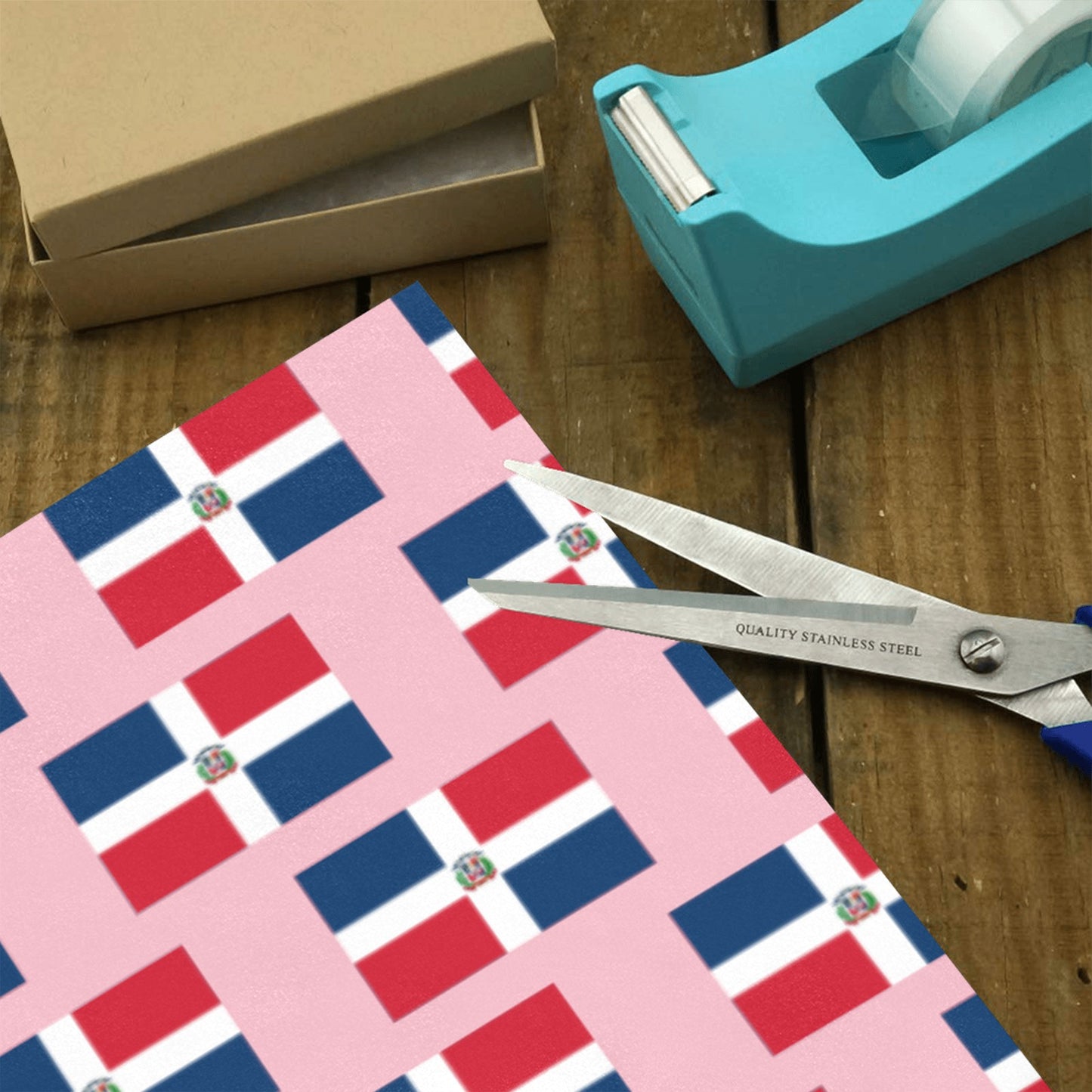 Dominican Republic Flag Inspired Custom Gift Wrapping Paper 58"x 22.5" (4 Rolls)
