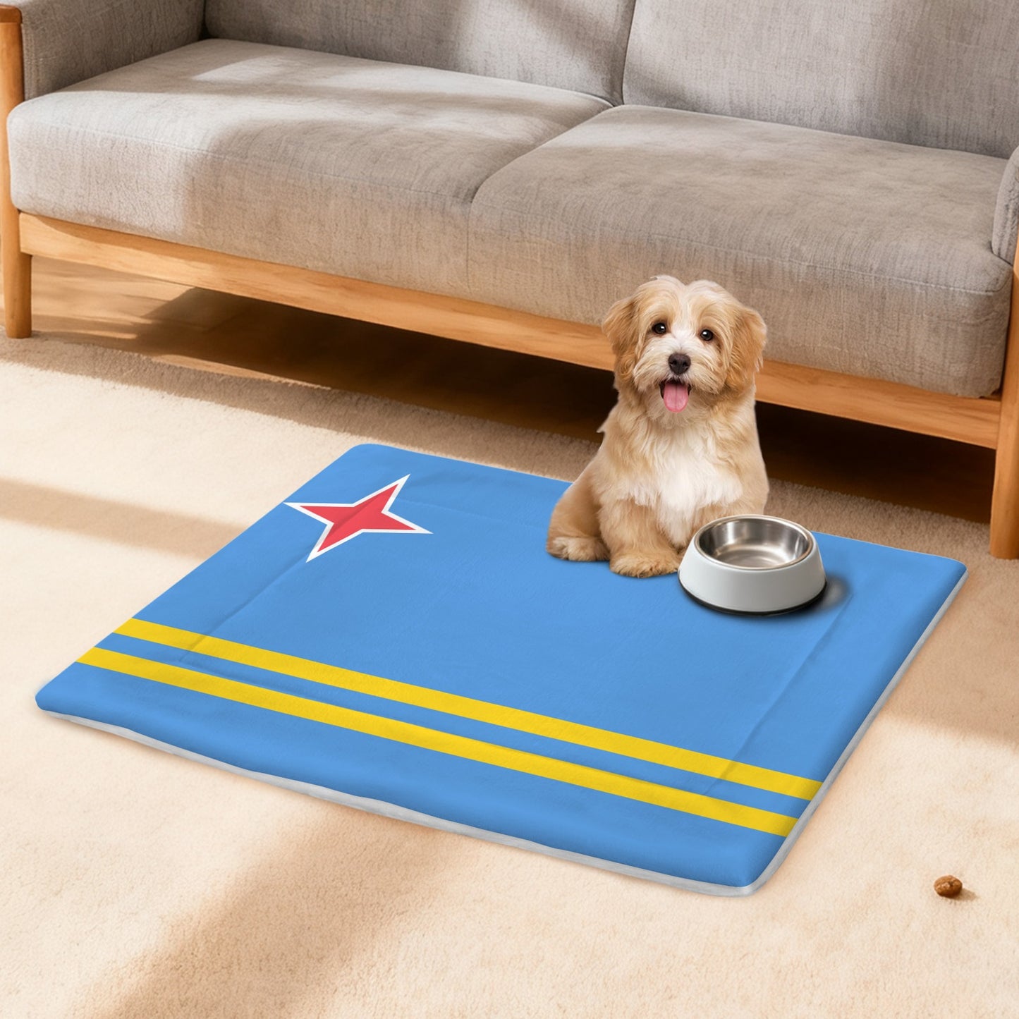 Aruba Flag Inspired Pet Mat 25x18inch (Made in the USA)