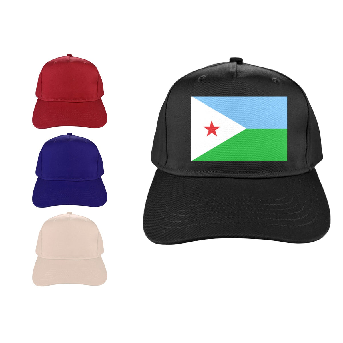 Djibouti Flag Inspired Baseball Cap | Printed in the USA