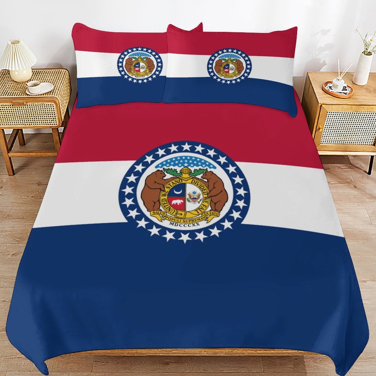 Missouri Flag Inspired 3-Piece Bedding Set (1 Duvet Cover + 2 Pillow Shams) – 102"×90"