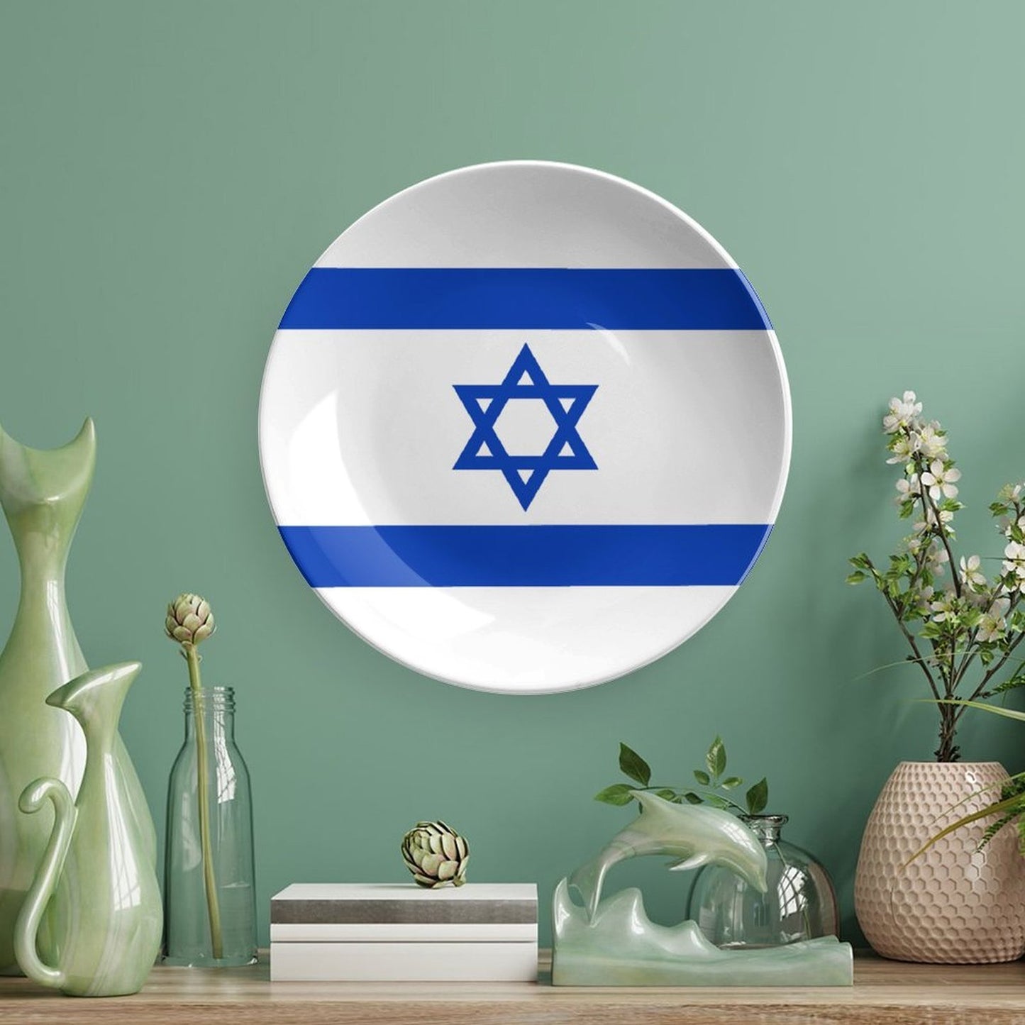 Israel Flag Inspired Bone China Decorative Plate
