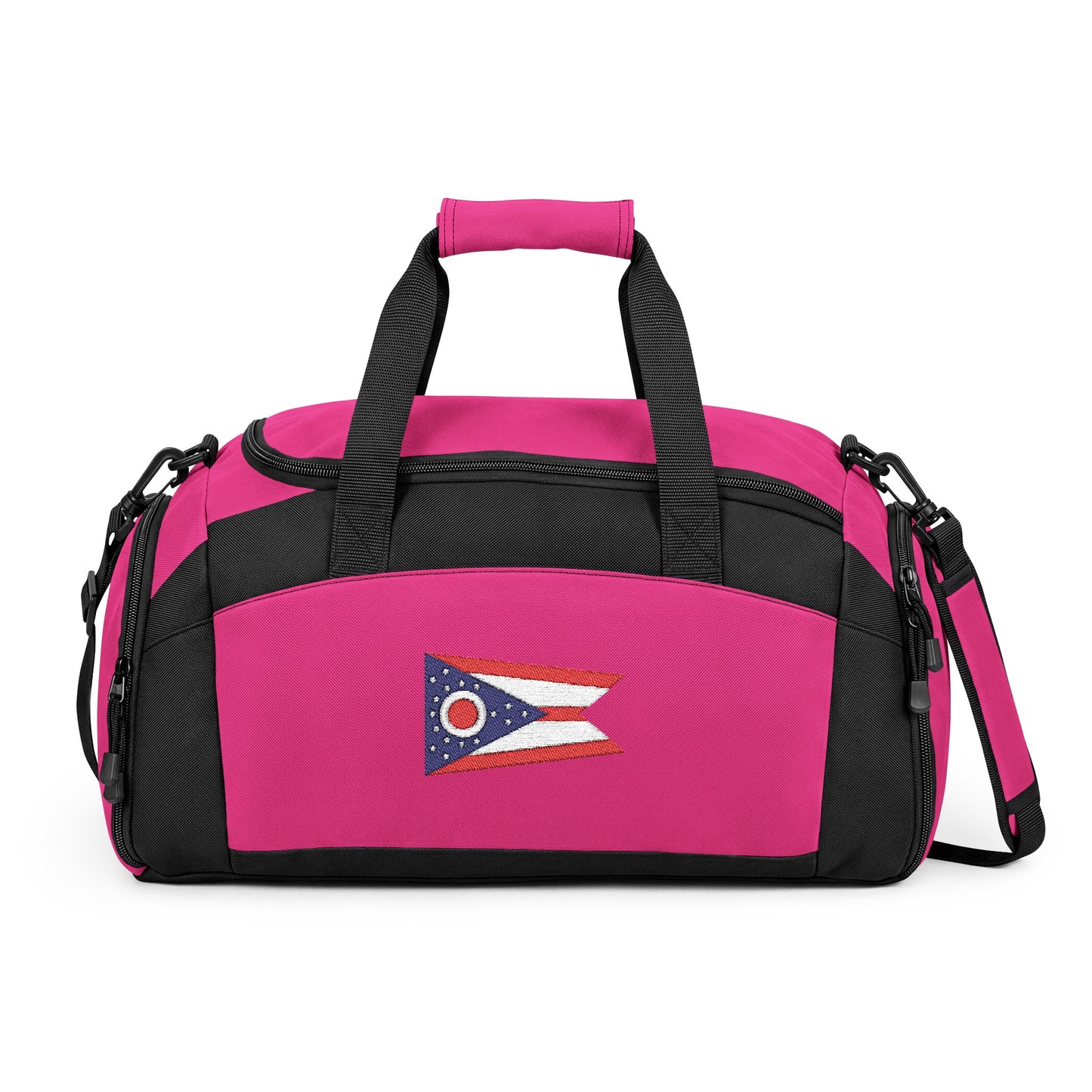 Ohio Flag Gym Bag — Black Duffle with Embroidered Ohio Flag