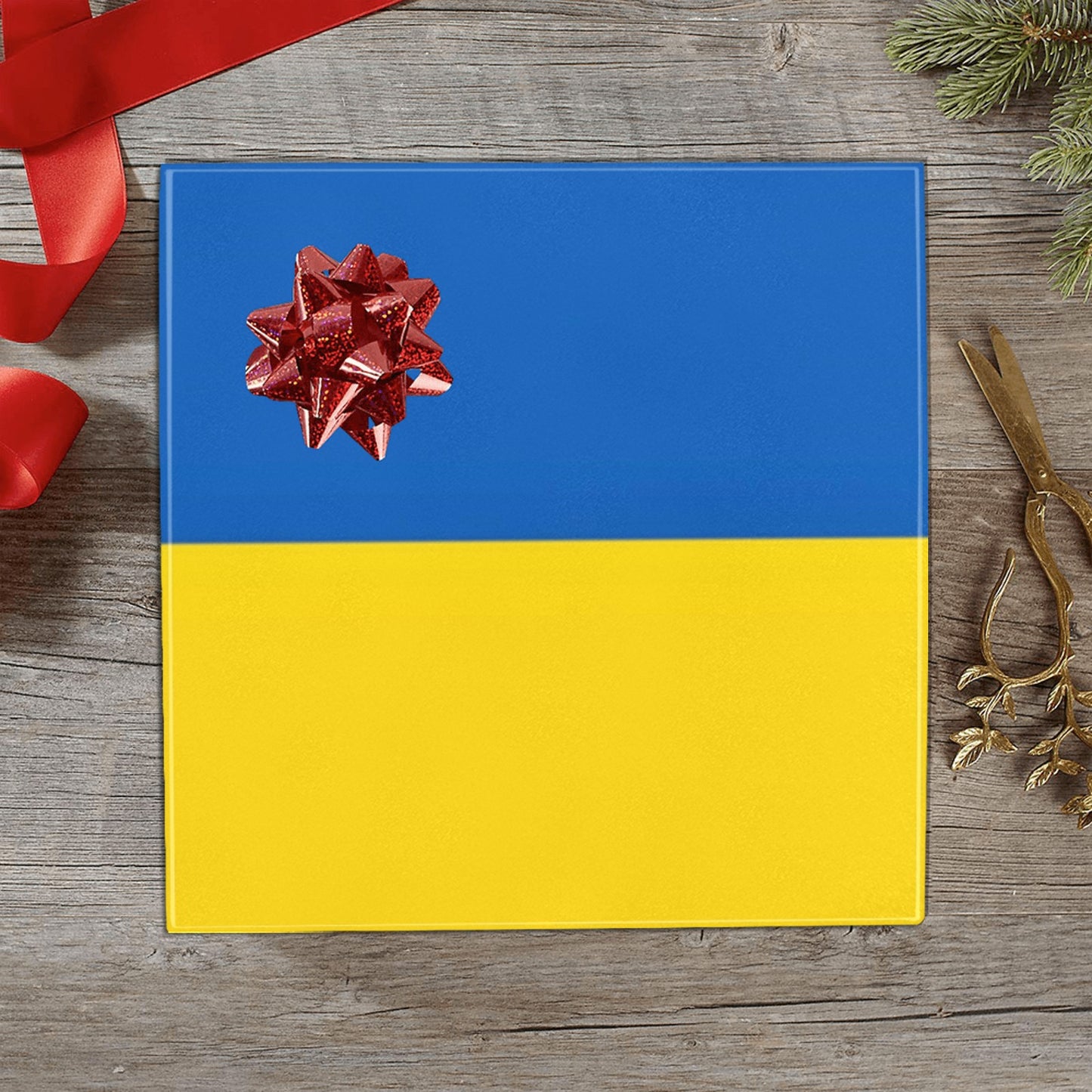 Ukraine Flag Inspired Custom Gift Wrapping Paper 58"x 22.5" (4 Rolls)