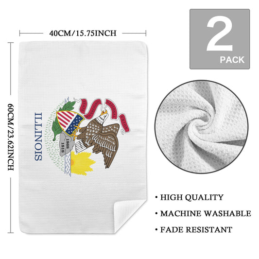 Illinois Flag Inspired Kitchen Towel 40X60cm (Pack of 2) (Made in the USA)