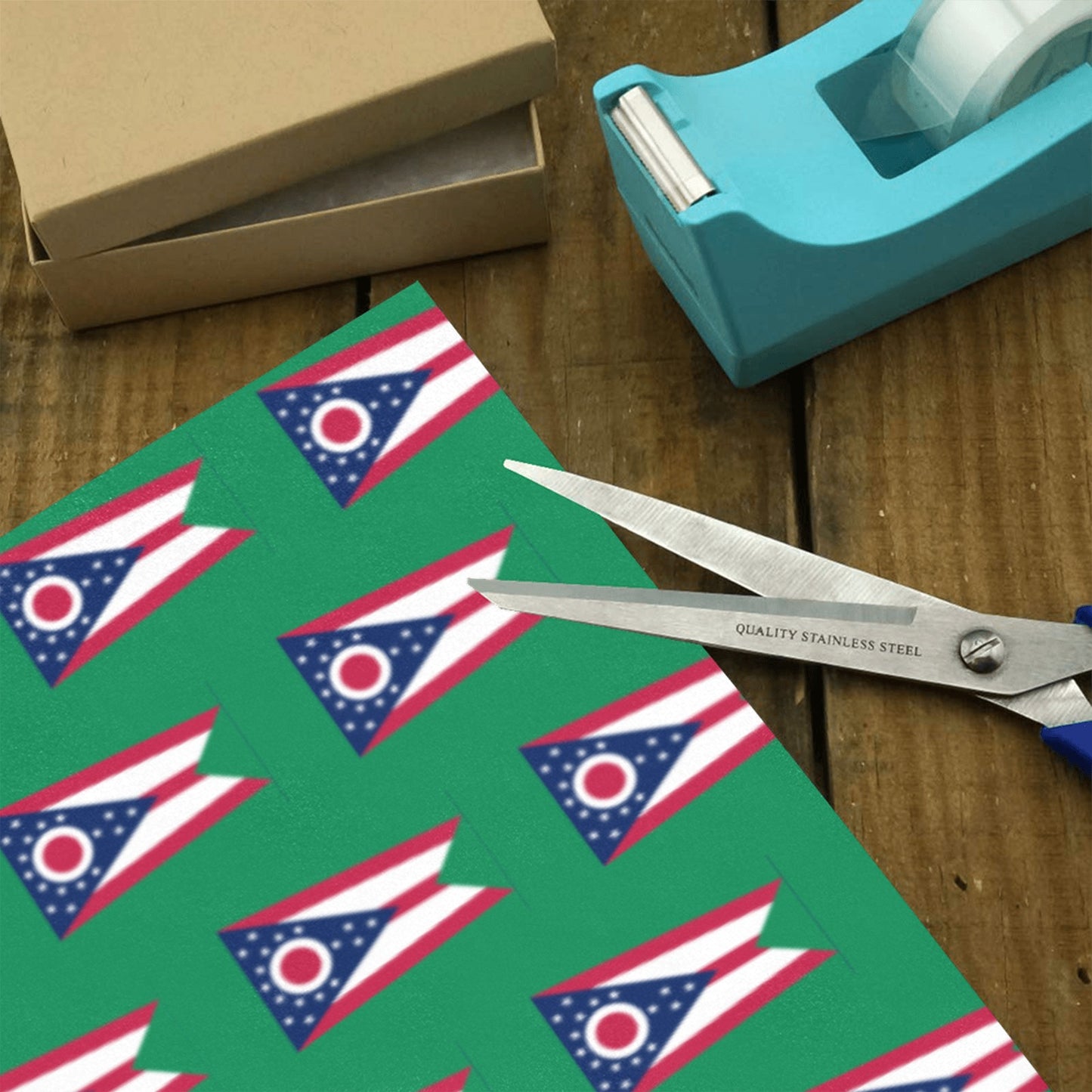 Ohio Flag Custom Gift Wrapping Paper 58"x 22.5" (4 Rolls)