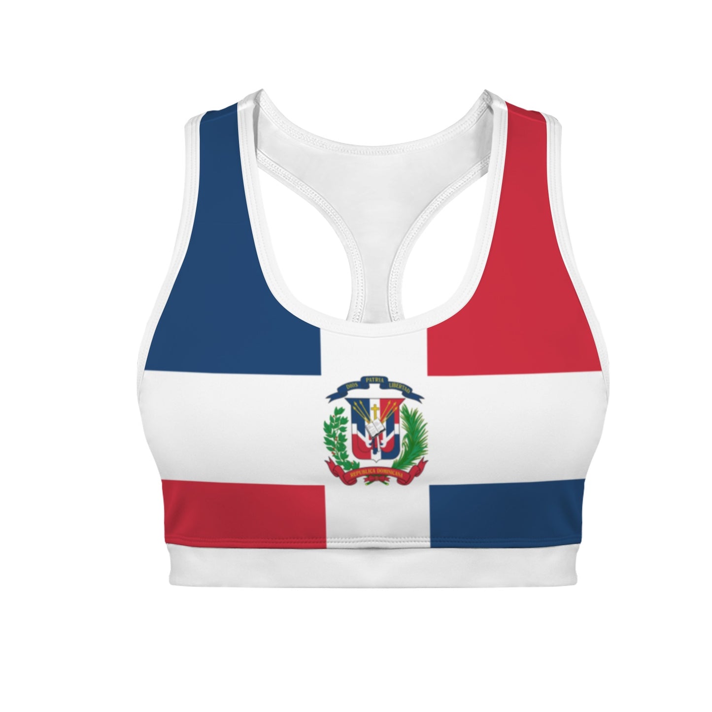 Dominican Republic Flag Racerback Sports Bra