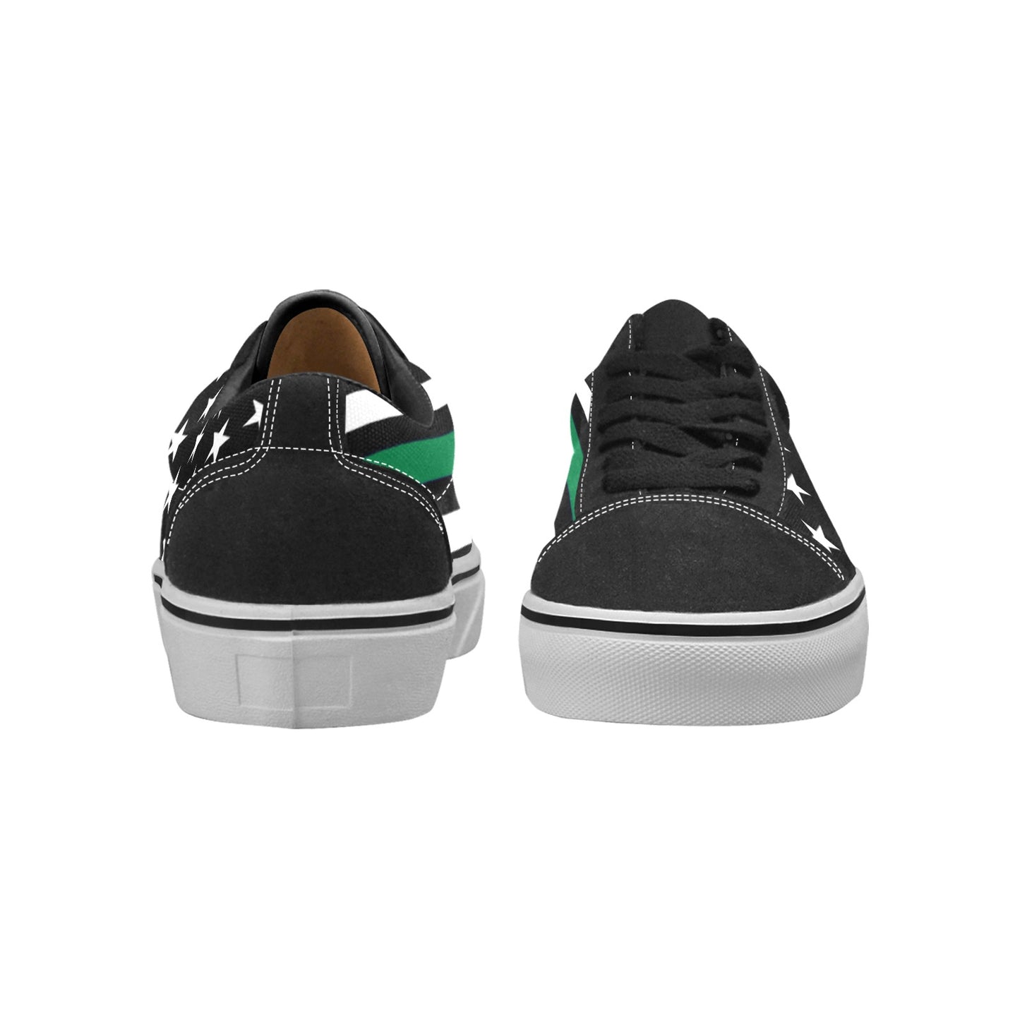Thin Green Line Flag Inspired Women's Lace-Up Canvas Shoes