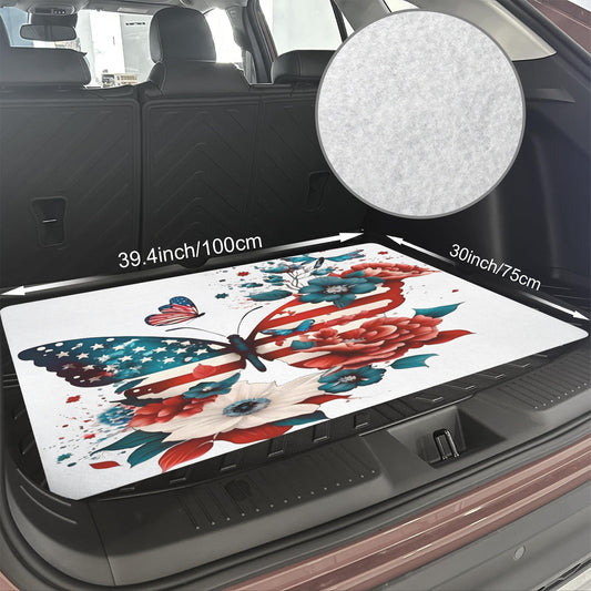 USA/American Flag Inspired Butterfly Car Trunk Mat 100 × 75 cm / 39.4 × 30 in Printed in the USA