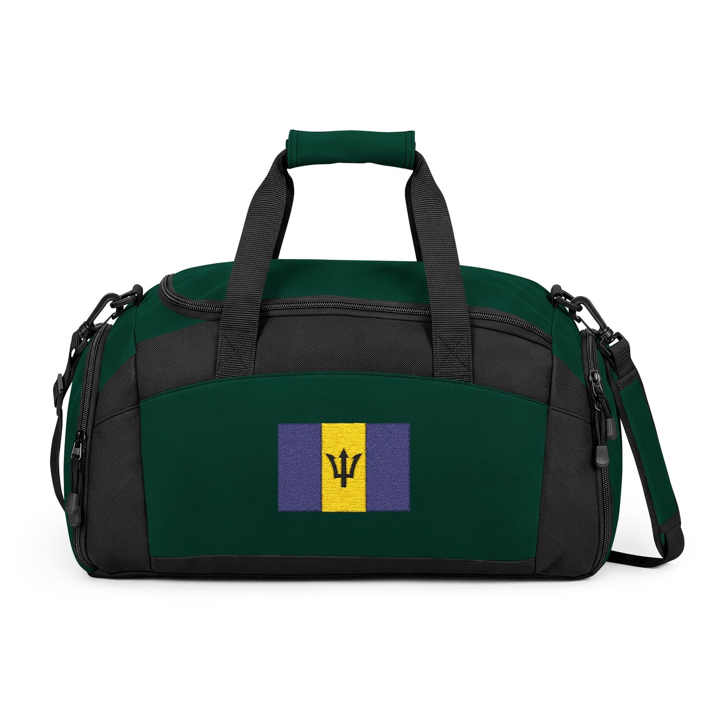 Barbados Flag Gym Bag — Black Duffle with Embroidered Barbados Flag