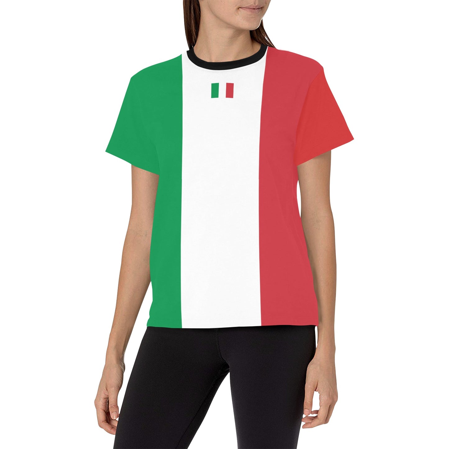 Italy Flag Inspired Women's All Over Print Crew Neck T-Shirt(T40-2)(Made in Queens)