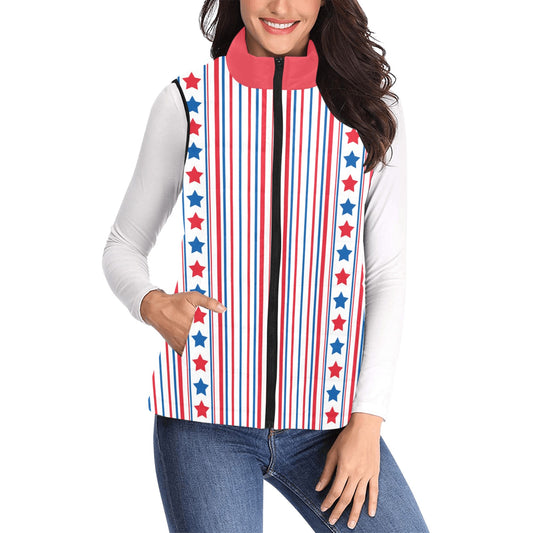 USA/American Flag Inspired Stars & Stripes Pattern Women's Padded Vest
