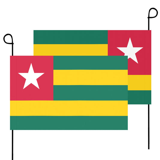 Two Togo flags with stands by Luv My Flag.