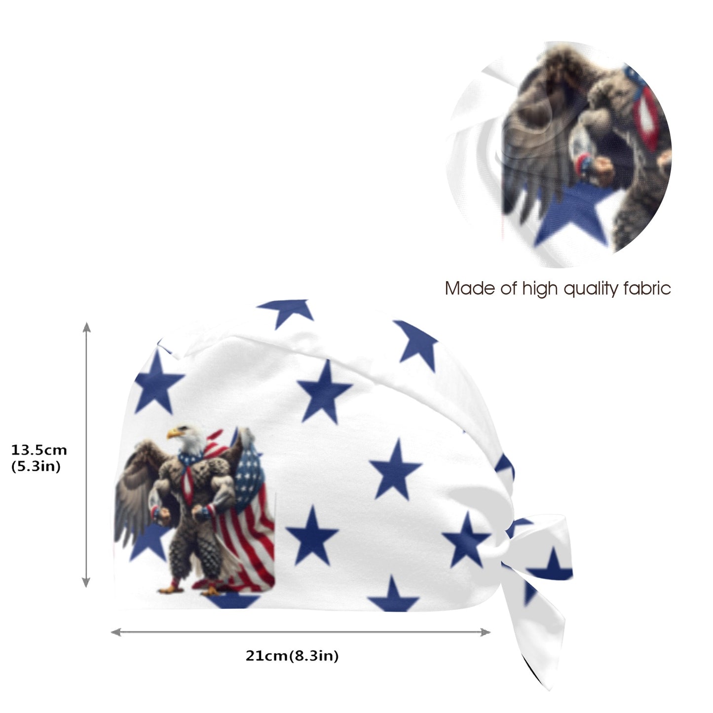 USA/American Flag Inspired Eagle with Cape & Blue Stars Scrub Cap | Ships from USA