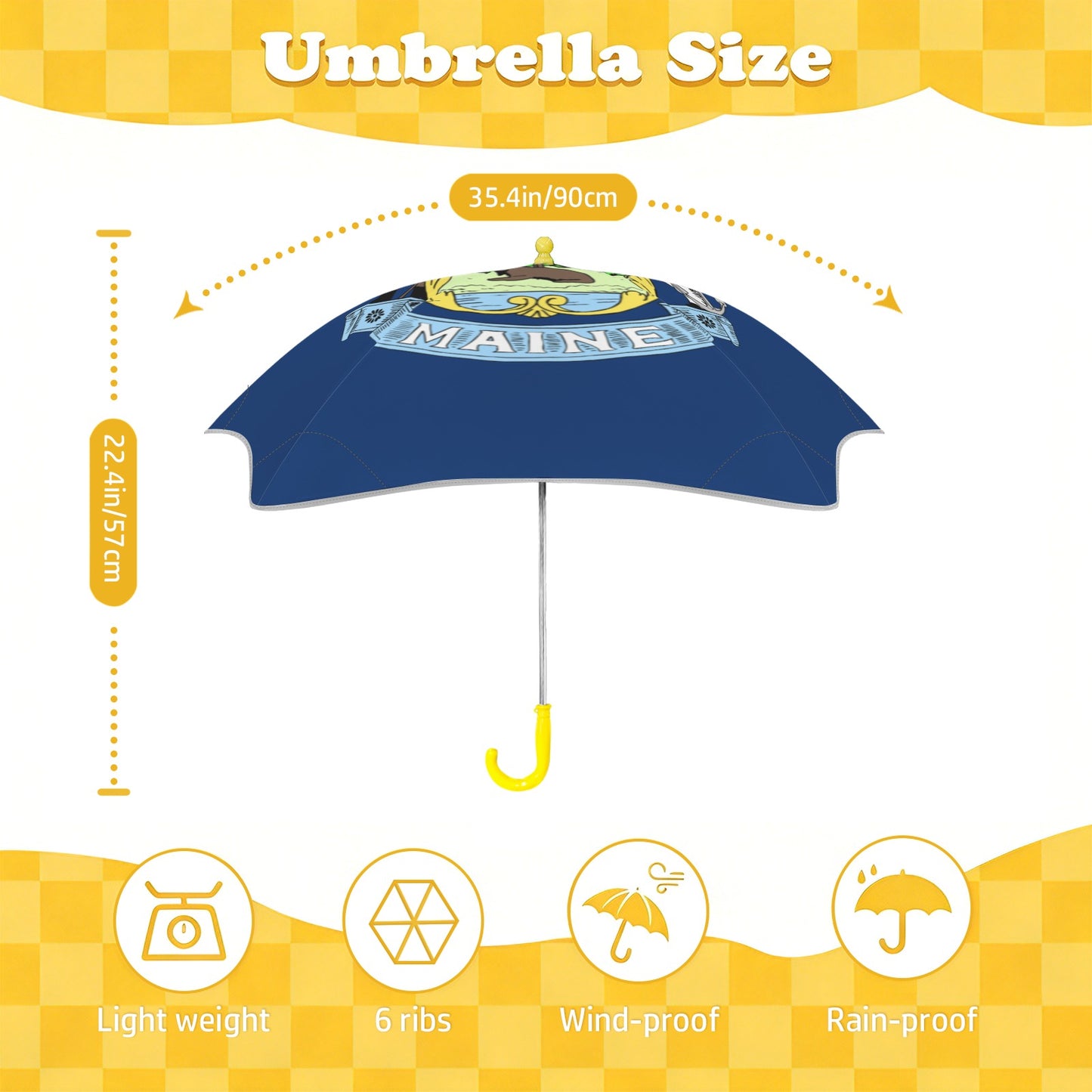 Maine Flag Inspired Kids Safe Round Corner Umbrella