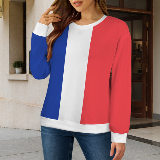 France Flag Inspired Women's Crew Neck Sweater Printed in the USA