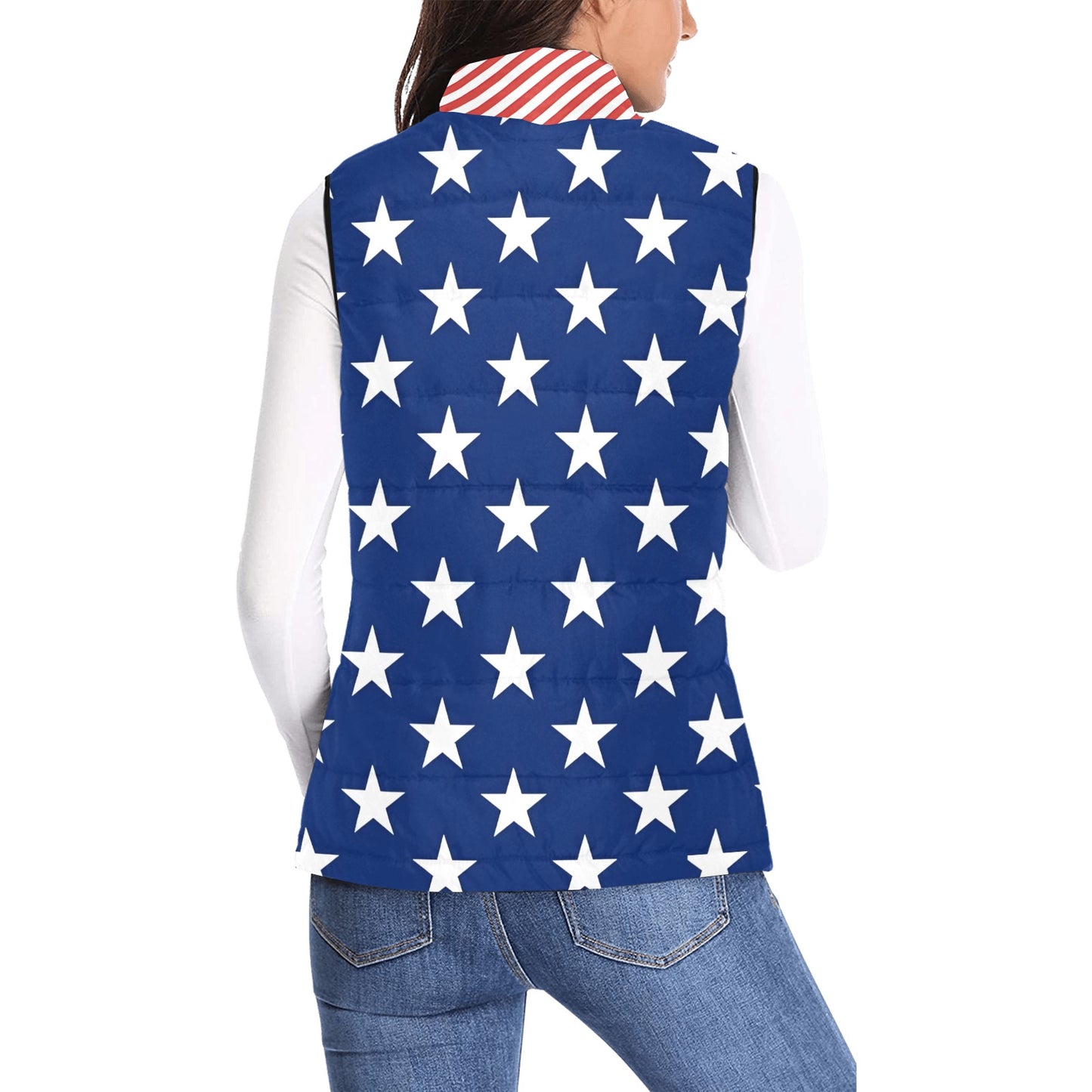 USA/American Flag Inspired Women's Padded Vest