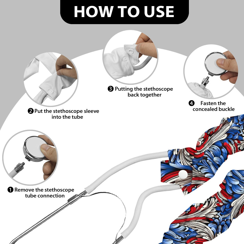 USA/American Flag Inspired Floral/Paisley Pattern Stethoscope Protective Cover