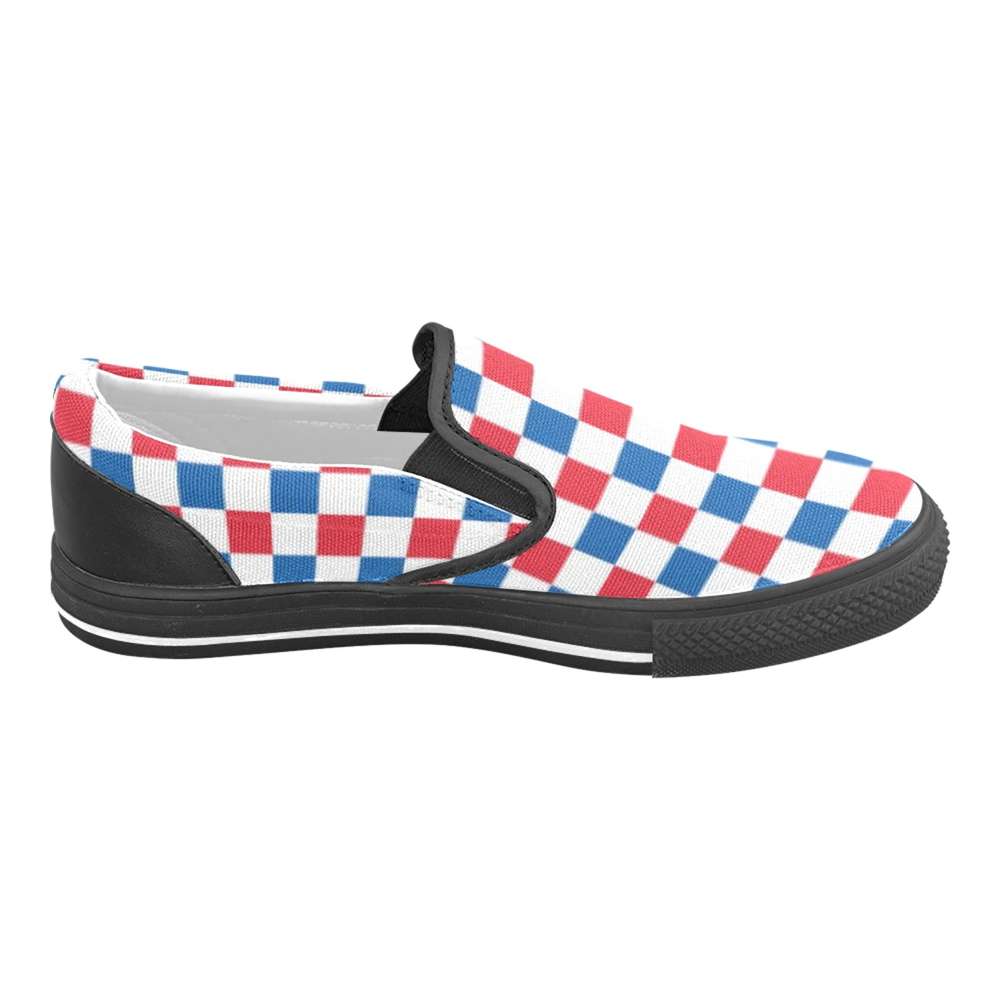 USA/American Flag Inspired Checkered Pattern Men's Slip-on Canvas Shoes (Model 019)