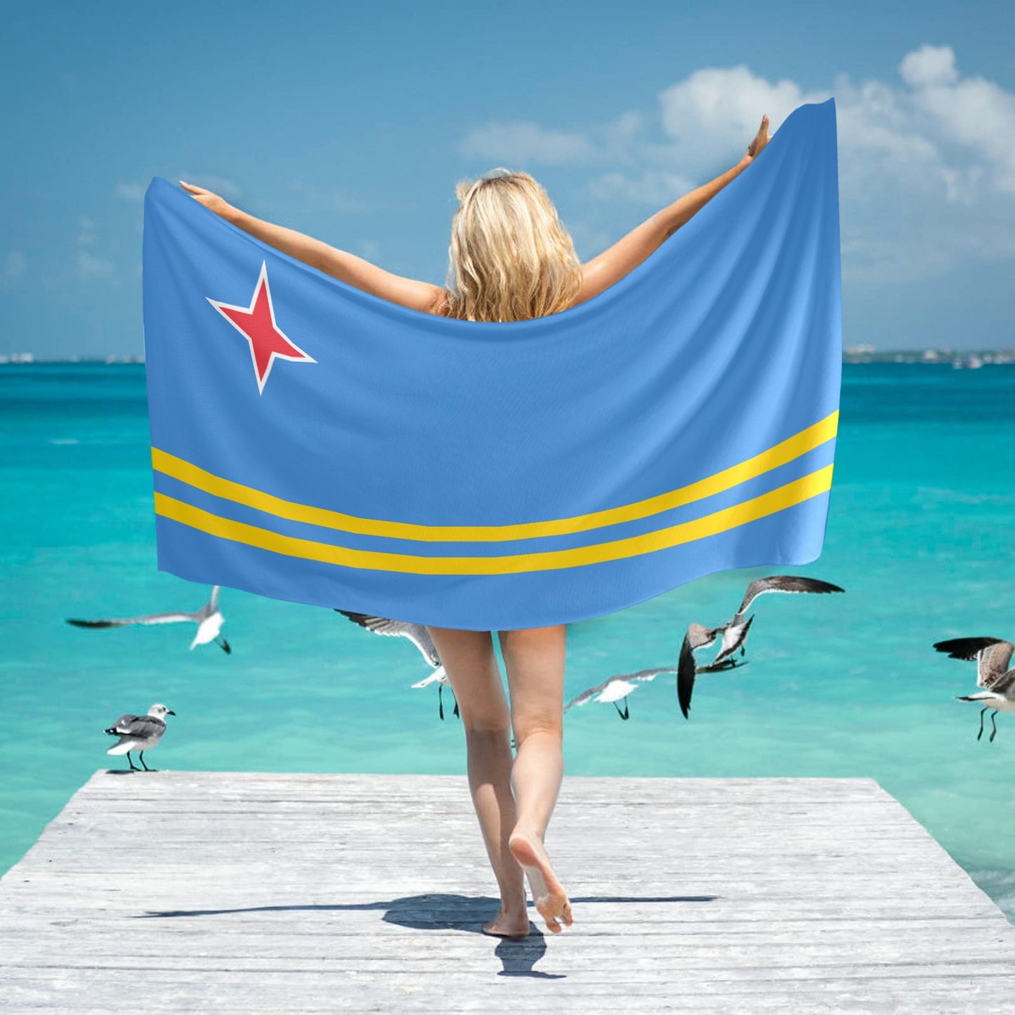 Aruba Flag Beach Towel 31"x71" (Made in USA)
