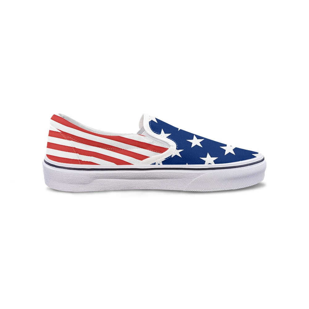 American Flag Inspired Patriotic Slip-On Canvas Sneakers USA Pride - Luv My Flag
