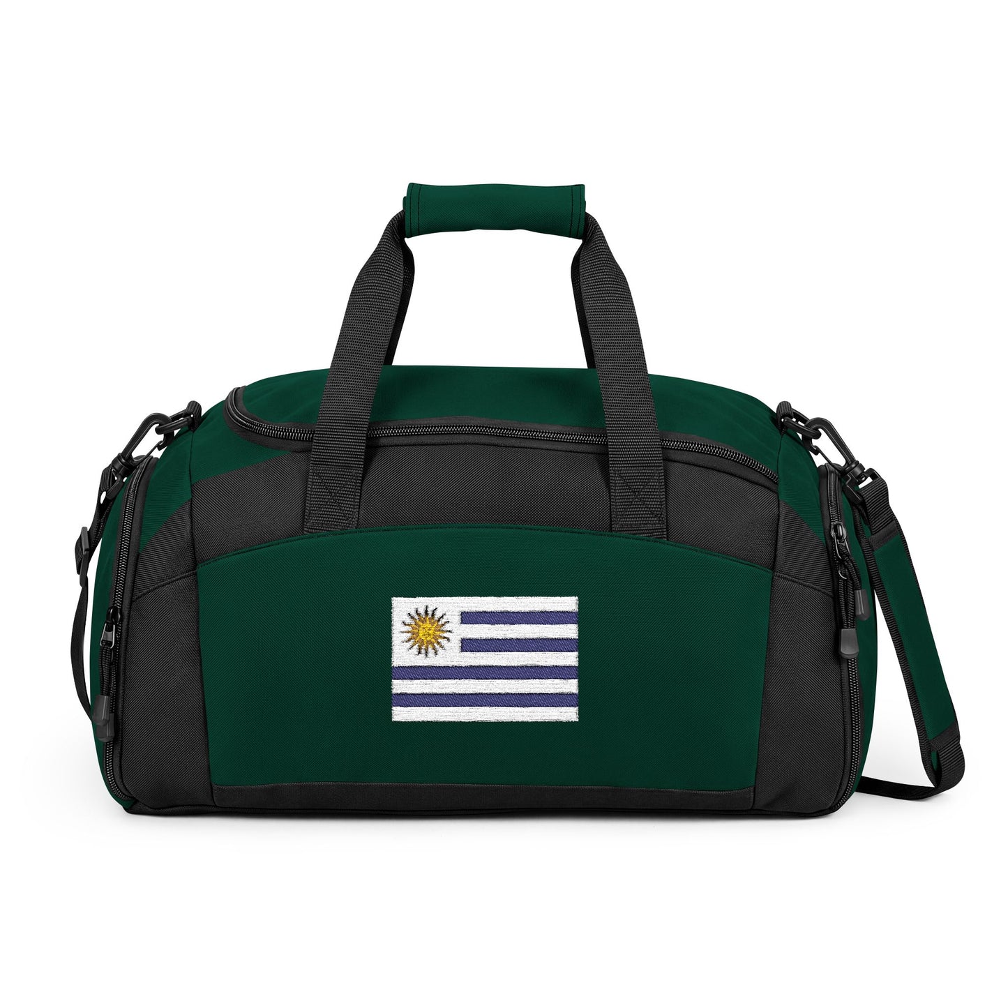 Uruguay Flag Gym Bag — Black Duffle with Embroidered Uruguay Flag