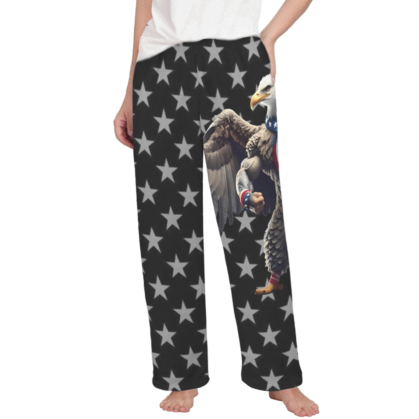 USA/American Flag Inspired Eagle with Cape Women's Flannel Pajama Trousers Made in the USA