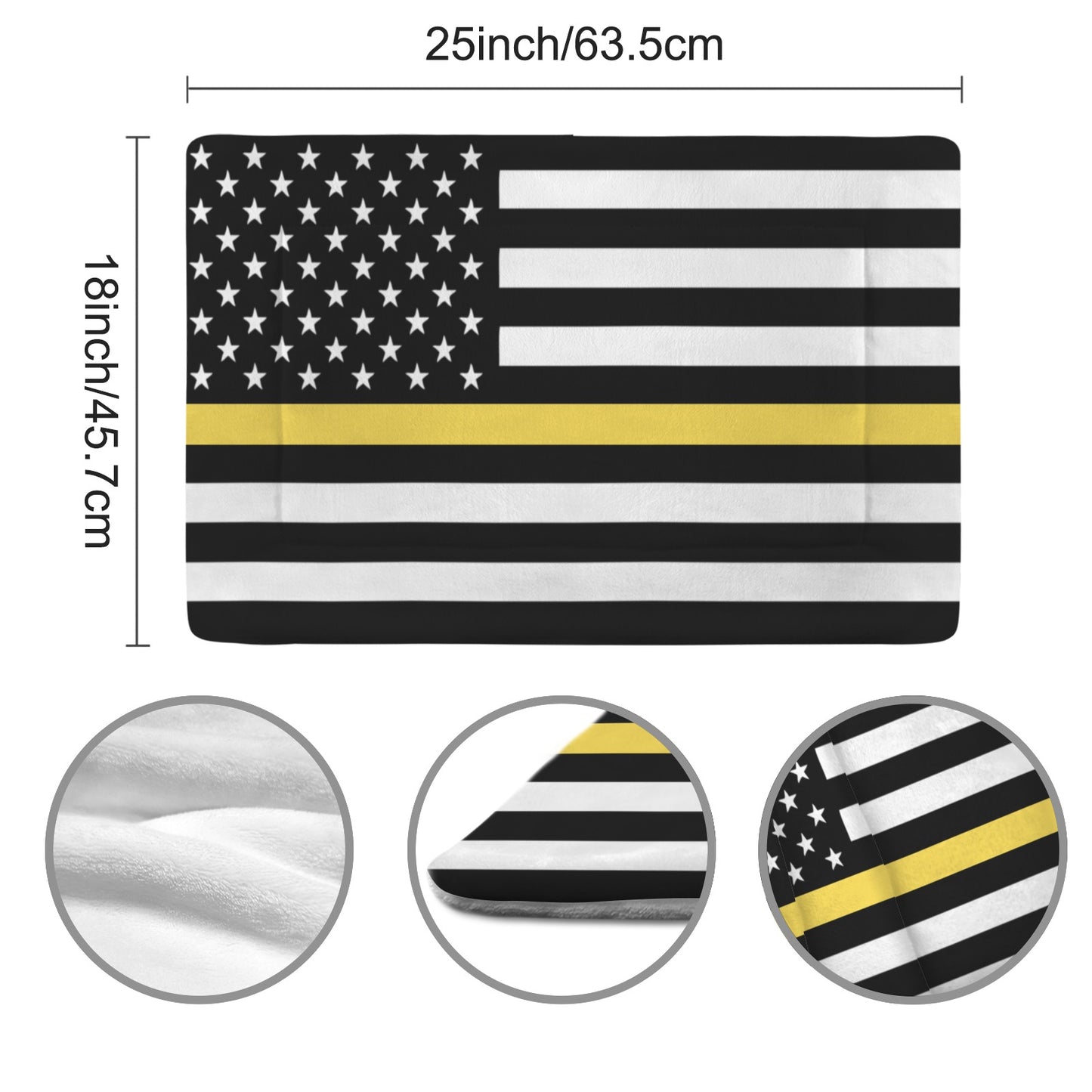 Thin Gold Line Flag Inspired Pet Mat 25x18inch (Made in the USA)